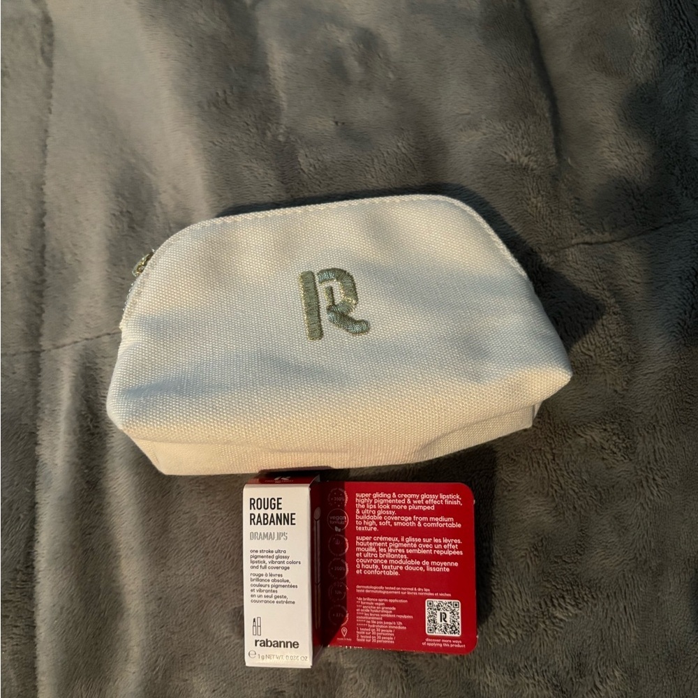 Rabanne White Cosmetic Pouch with Embroidered Logo